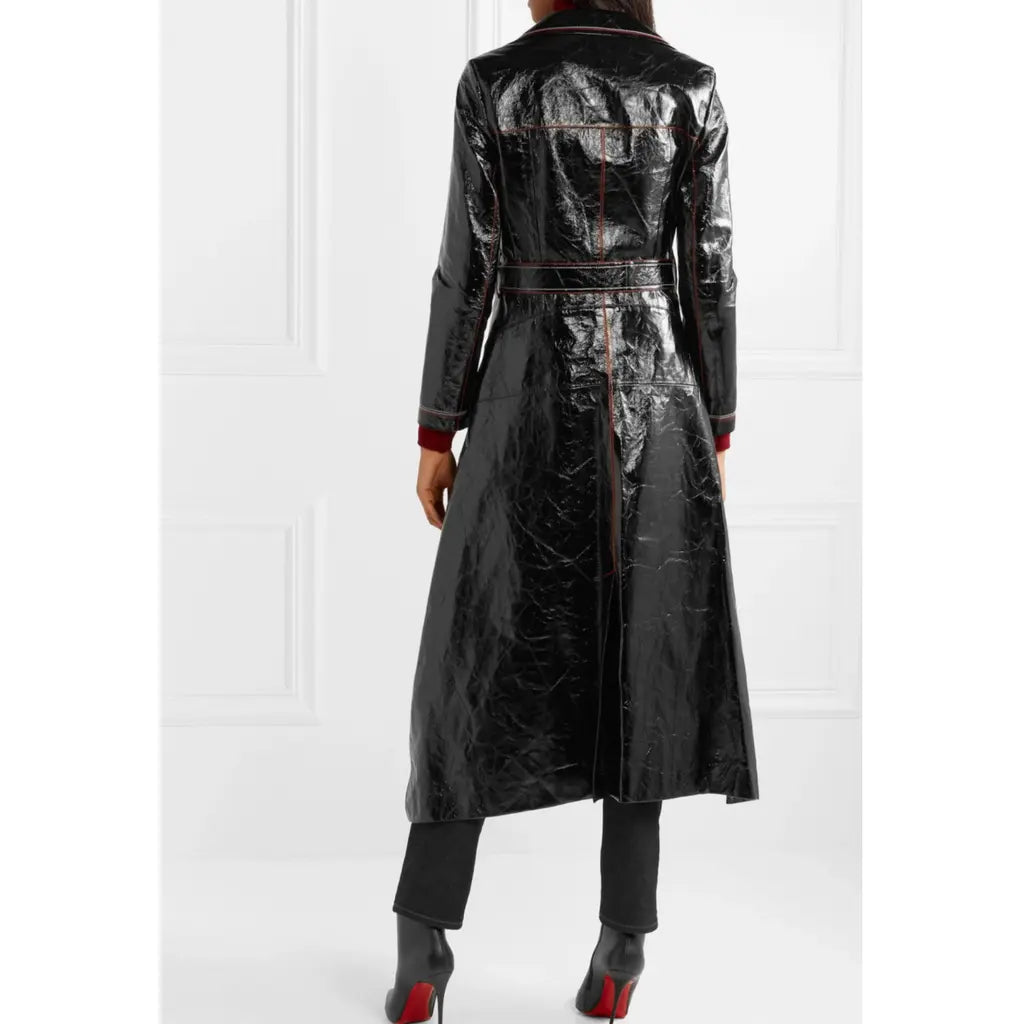 Roland Mouret Black Leather Trench Coat UK 8