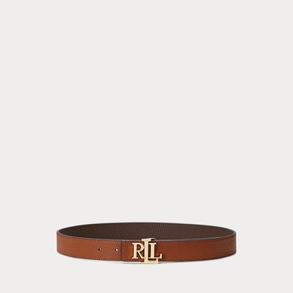 Ralph Lauren Reversible Tan/Brown Logo Reversible Pebbled Leather Belt UK M