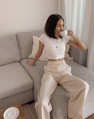 baggy trouser and t-shirt worn by style influencer