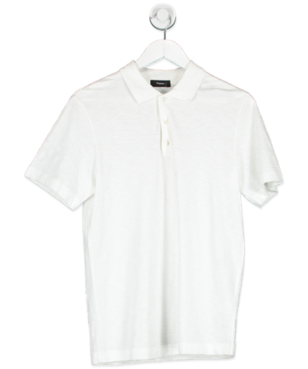 Theory White Bron Polo Shirt In Cosmos Slub Cotton UK XS - 7526085132478_Front_kathywilliamsmarketing.png