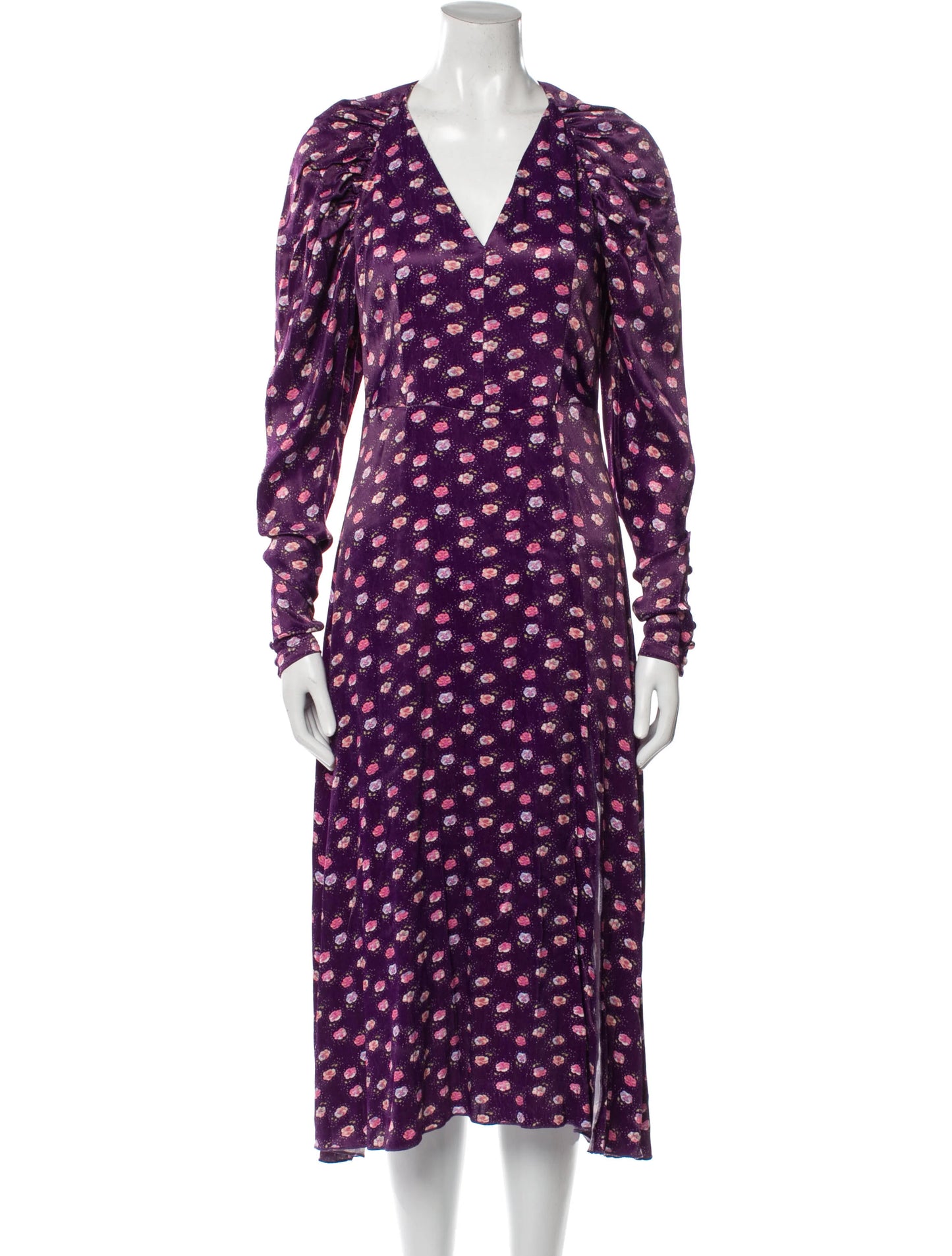 ROTATE Purple ClairPansy print midi Dress DK40 UK 12