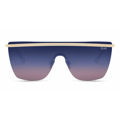 QUAY Blue Get Right Sunglasses in case